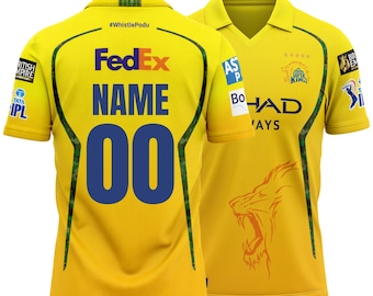 Personalized Chennai Super Kings Cricket Jersey, Custom IPL Shirt for Men
