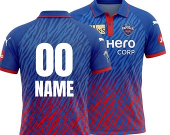 Personalized Delhi Capitals Cricket Jersey Men IPL 2026 DC Shirt With Name Number