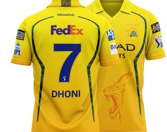 MS Dhoni 7 Chennai super kings Cricket Jersey Men Mahendra Singh Dhoni CSK Shirt