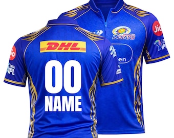 Personalized Mumbai Indian Cricket Jersey For Men MI IPL Shirt With Name and Number