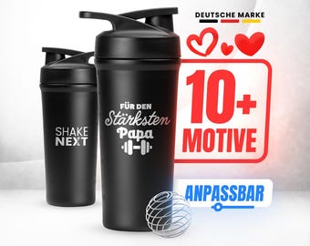 NEU | Personalisierter Edelstahl Shaker mit Namen - Geschenk zum Vatertag - hochwertiger Fitness Shaker mit Lasergravur, Geschenkidee