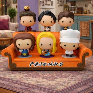 Friends™-bankdisplay voor McDonald's Warner Bros-figuren – 3D-geprint