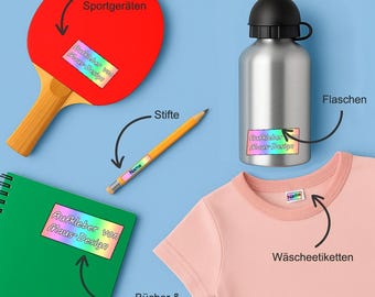 Personalized name stickers for children | dishwasher and washing machine safe | daycare, school & everyday life | frog