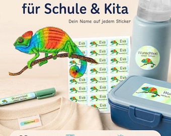 Personalized name stickers for children | dishwasher and washing machine safe | daycare, school & everyday life | Chameleon
