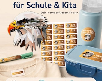Personalized name stickers for children | dishwasher and washing machine safe | daycare, school & everyday life | Adler