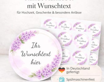 Personalized round stickers with custom text | Wedding, birthday, christening | Vinyl stickers for party favors, packaging & decoration | Waterproof