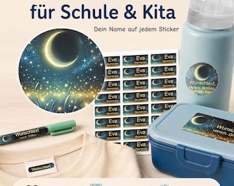 Personalized name stickers for children | dishwasher and washing machine safe | daycare, school & everyday use | fireflies