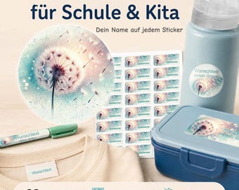 Personalized name stickers for children | dishwasher and washing machine safe | daycare, school & everyday life | Dandelion