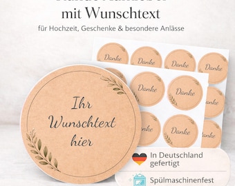 Personalized round stickers with custom text | Wedding, birthday, christening | Vinyl stickers for party favors, packaging & decoration | Waterproof