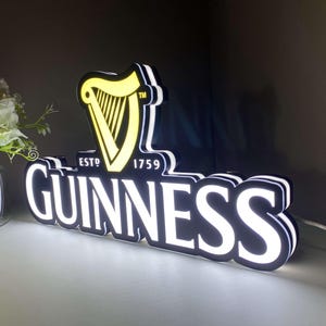 Guinness Beer LED Light Box, Dimmable Home Bar Lighting, Man Cave & Irish Pub Decor
