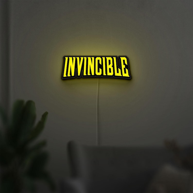 Invincible Comic Sign Light, Custom Superhero Wall Art for Game Room ...