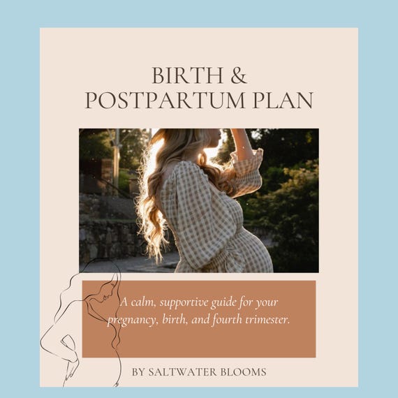Printable Birth Plan Hospital Checklist Labor Guide Pregnancy Preparation Postpartum Planning Breastfeeding Preferences