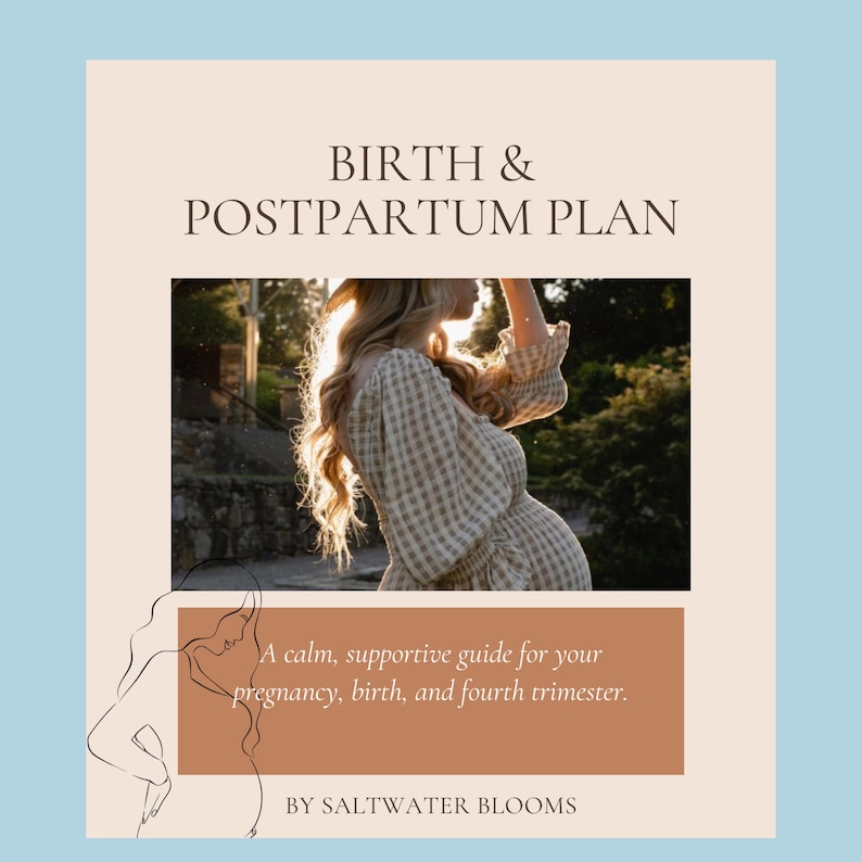 Afdrukbaar geboorteplan Ziekenhuischecklist Arbeidsgids Voorbereiding op de zwangerschap Postpartumplanning Voorkeuren borstvoeding afbeelding 1