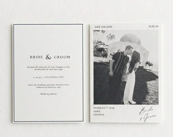 Personalized Photo Save the Date Cards | Luxury Linen 5x7 | The Polaroid I Printed Save the Dates | Photo Wedding Stationery