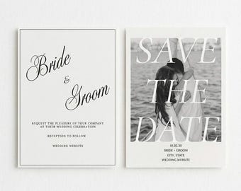 Personalized Photo Save the Date Cards | Luxury Linen 5x7 | The Statement | Printed Save the Dates | Bold Wedding Stationery