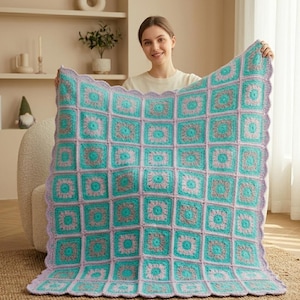 Overlay Mosaic Crochet Blanket Pattern PDF + Video Tutorial | Modern Afghan Throw | Baby, Floral, Winter & Christmas Blanket Design