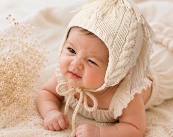 Crochet Baby Bonnet Pattern PDF, Newborn Earflap Hat, Summer Sun Cap, Cottagecore Heirloom Baby Hat, Beginner Toddler Tutorial