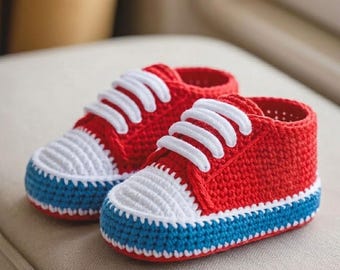 Crochet Baby Sneakers Pattern PDF, Unisex Sneaker Booties, Newborn Sandals Clog Shoes 0-9 Months, Easy DIY Shower Gift Download
