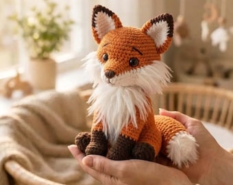 Chunky Fox Amigurumi Crochet Pattern: Woodland Plushie PDF Tutorial for Beginner, Cute Forest Animal Stuffed Toy DIY Instant Download