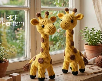 Giraffe Amigurumi Crochet Pattern PDF | Safari Stuffed Animal Plushie | Sitting Standing Design | Nursery Baby Gift | Instant Download