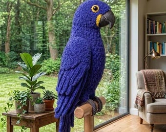 Patrón de ganchillo de loro en PDF, amigurumi de ave realista, decoración de peluche de loro, descarga instantánea.