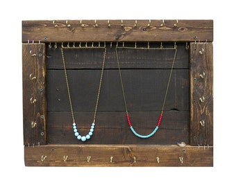 Jewelry Organizer // Necklace Display // Reclaimed Wood Furniture / Bracelet Necklace Storage / Wall Mount Jewelry Hooks / Eco-Friendly Gift