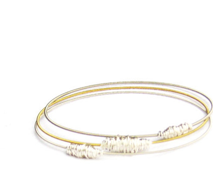Bangle Bracelet Stack // Set of 3 Bracelets // Gold & Silver Bangle ...