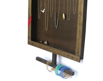 Jewelry Organizer // Display & Store Necklaces Bracelets Rings // Wall Mount Holder // Hooks Tree // Handmade Eco-Friendly Furniture// Gift