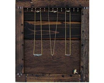 Jewelry Display Organizer // Necklace Storage Holder // Jewelry Hooks Wall Storage // Eco-Friendly Reclaimed Wood Storage Furniture // Gift