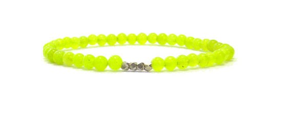 Glow in the Dark Beaded Stretch Bracelet, Luminous Green Yellow