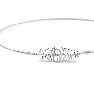 Thin Silver Bangle Bracelet // Guitar String Jewelry // Friendship Bracelet // Eco-Friendly Jewelry // Stacking Bracelet / Gift Idea / Music image 1