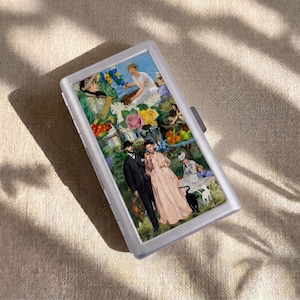 Impressionist Art Cigarette Case, Slim Metal Cigarette Holder, Credit Card Wallet, Vintage Painting Tobacco Case Gift
