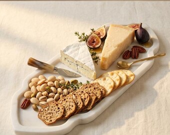 Luxe marmeren serveerschaal, handgemaakte stenen serveerplank, charcuterieplank, decoratie voor de eettafel, Moederdagcadeau