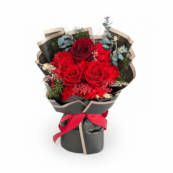 Rosong Preserved Real Rose Bouquet | Eternal Forever Flower Arrangement