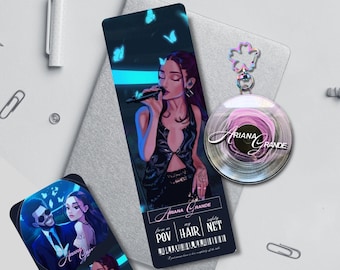 Paquete de entrada y llavero con diseño de fan art de Ariana Grande