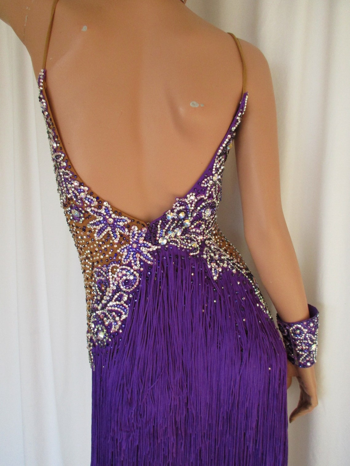 Purple Latin Fringe Dance Dress Etsy