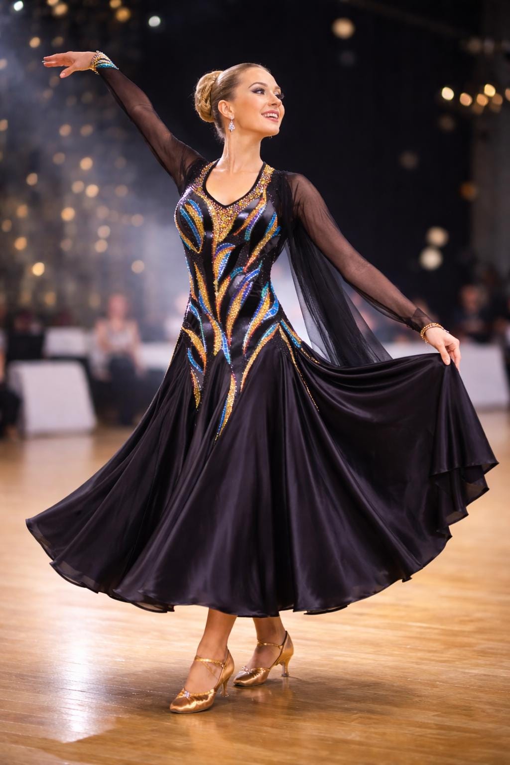 Black & Gold Smooth Ballroom Dress - Elegant With Striking Detail - Etsy