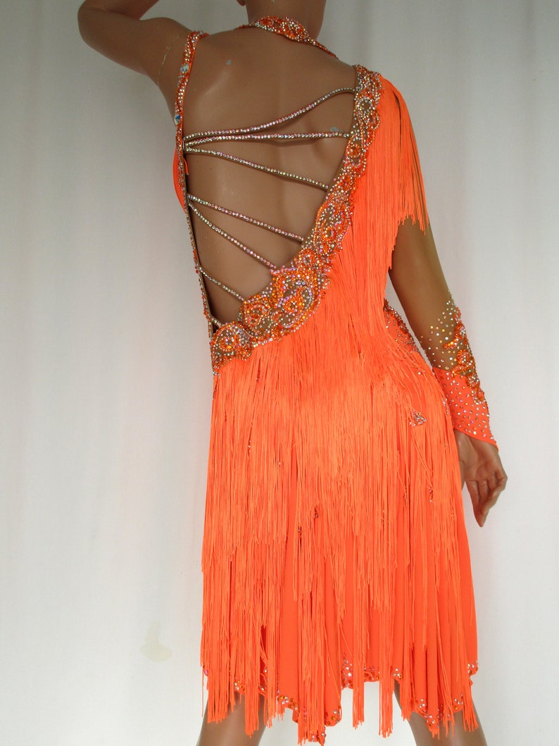 Orange Fringe Latin/Salsa Dance Dress | Etsy