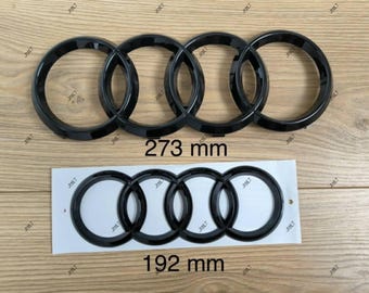 Gloss Black For Audi Rings Badge Set: Front 273mm, Rear 192mm