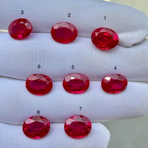 Synthetic Ruby 10x8 MM Oval Cut Gemstone, Lab Created Ruby, Loose Red Ruby Stone, Jewelry Making Supply, Ring Stone, Faceted Ruby