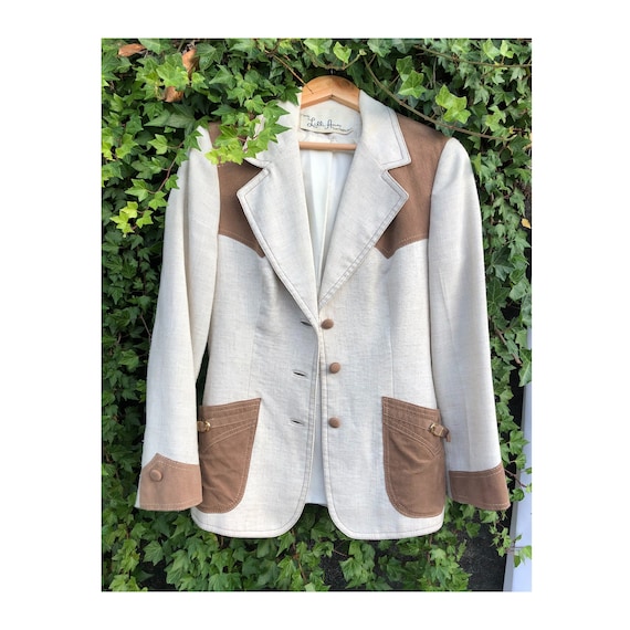 1970s Ivory Black Lilli Ann Suit | MEDIUM