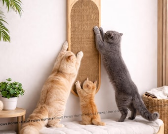 Kattenkrabber voor wandmontage, natuurlijk hout, ruimtebesparend kattenmeubel