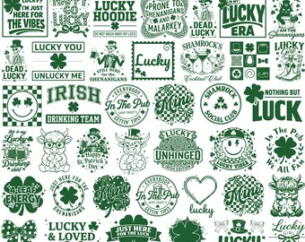 St Patricks Day SVG Bundle, Funny Irish SVG, Irish Svg, Lucky Mama Shamrock Svg, St Patrick's Day Quotes, Lucky Charm Shirt, Cut For Cricut