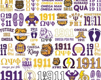 Paquete de archivos SVG de Omega Psi Phi, diseños de fraternidad, alfabeto griego SVG, escudo SVG, alfa SVG, omega SVG, descarga digital, para Cricut y Silhouette