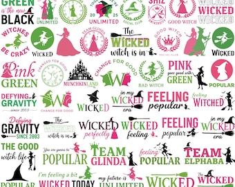Wicked Svg Bundle, Wicked Movie Svg, Wicked Pink and Green Svg, Wicked Vintage Emblem Svg, I Have Been Wicked Change For Good Svg For Cricut