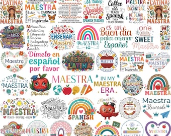 MAESTRA PNG Bundle, Spanish Teacher Png, Latina Teacher Sublimation, Teacher Life Svg, Back to School Png, Teacher Appreciation Gift, Cricut