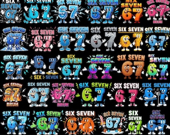 Steal a Brainrot 67 Png Bundle, Italian Brainrot Kids Gaming Meme Png, Viral 67 Meme, Six Seven Meme Shirt, Funny Meme Png, 67 For Cricut