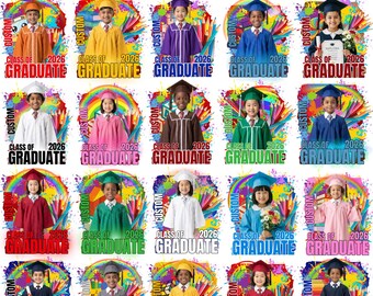 2026 Kids Graduation Canva Editable Bundle, Photo Booth Designs, Kids Graduation T-Shirt, Editable Templates, Edit yourself,Digital Download