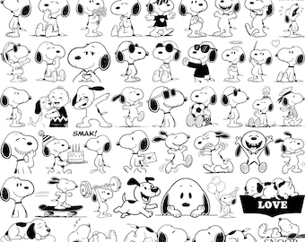 Cute Dog SVG Bundle, Cute Puppy Svg, Charlie Brown, Dog Lovers Svg, Snoopy SVG, Vintage Dog Clipart, Funny Dog Svg, Comic Dog, for Cricut