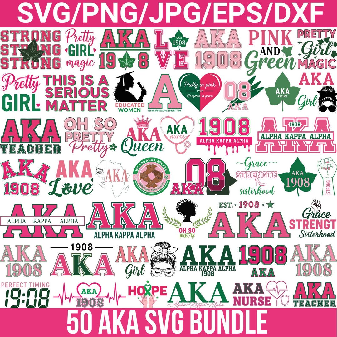 AKA Svg Bundle, Alpha Kappa Alpha Svg, 1908 Svg, Greek Letters, AKA ...
